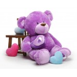 Purple 5 Feet Big Teddy Bear with a heart